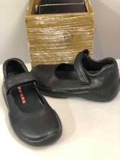 PRADA Kids Girl's Black Leather Mary Jane Shoes EU 23/ US 7