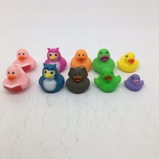 10 Assorted Rubber Ducks - Bath Toys Owl/ Elephant/ Others 1 1/2" To 2" Tall