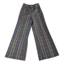 Vintage 60  s Christenfeld Capers Wool Pants Blue Red Yellow Plaid Tartan 24x27