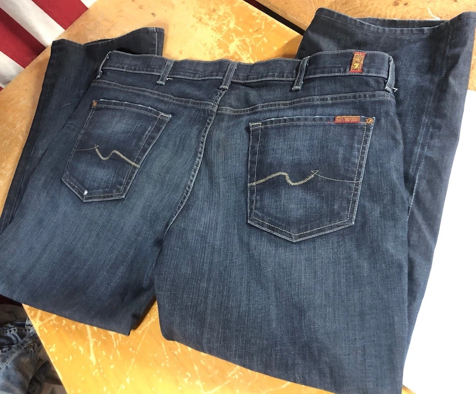 7 For All Mankind Austyn Relaxed Dark Wash Stretch Jeans Mens 40S 40x26 Short - Image 3 of 4