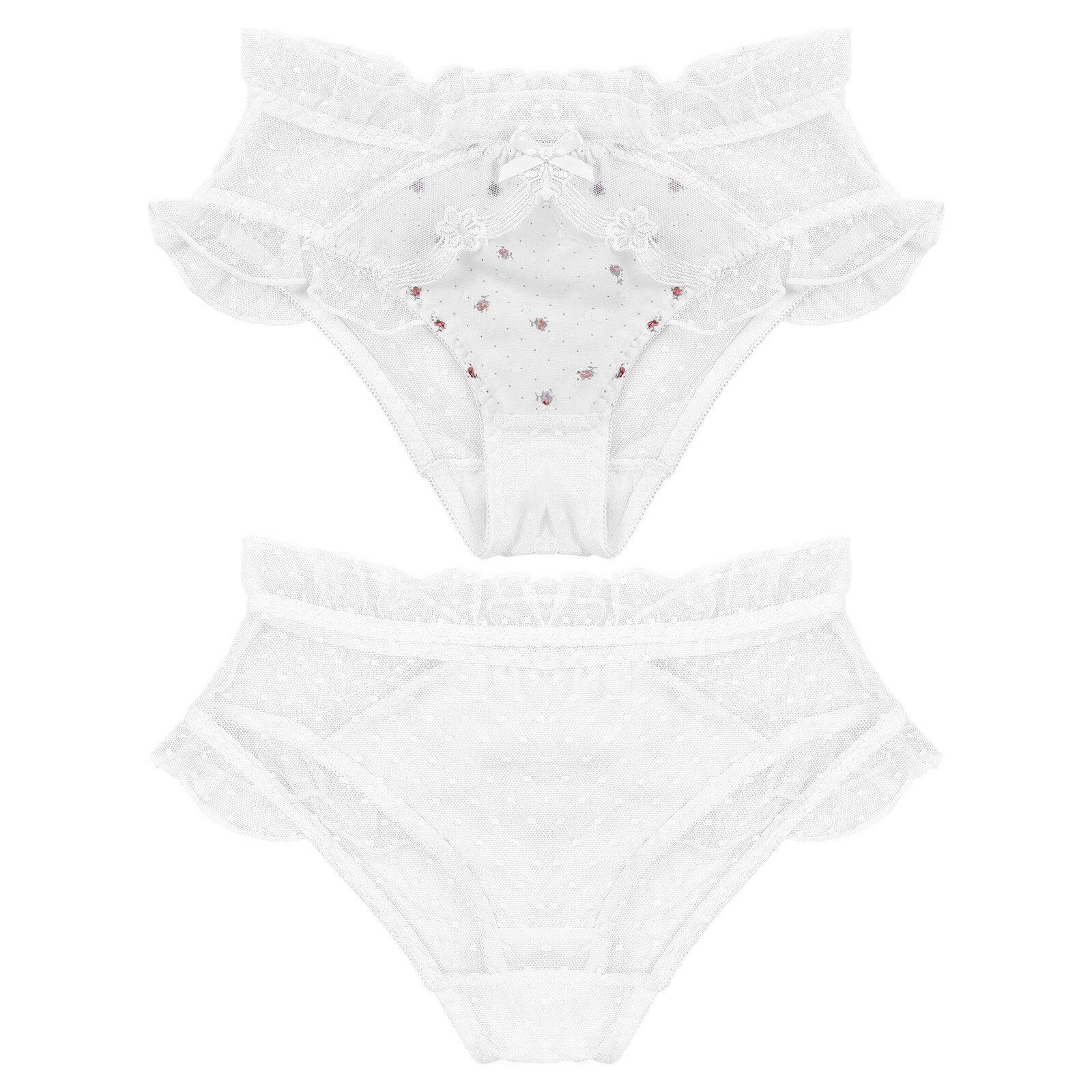 Women Tiered Lace Ruffle Panties Underwear Frilly Knickers Ruffle