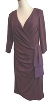 Oleg Cassini Chianti Faux Wrap Dress 12 Wine Purple Ruched Cocktail MOB