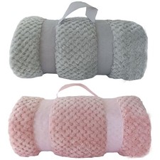 Large Waffle Blanket Super Soft Warm Fleece Sofa Throw Travel Bedspread Gift UK