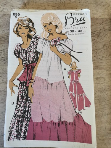 699 MUSTER MULTI SIZE BRU VINTAGE FRANZÖSISCHES MUSTER 60/70 KLEID FRÜHLING 36 BIS 44