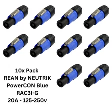 10x Pack REAN by NEUTRIK PowerCON RCAC3I-G Input 3 Conductor 6-12mm Blue NAC3F