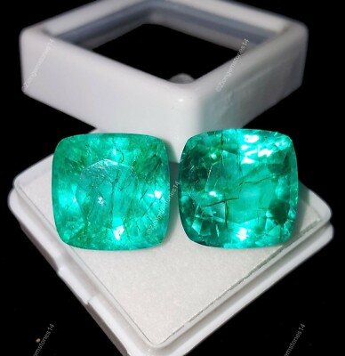 Natural Emerald 2 Pcs 8-10 Cts Cushion Faceted Certified Loose Gemstone