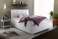 Boxspringbett Schlafzimmerbett MONZA Kunstleder Weiss 200x200 cm
