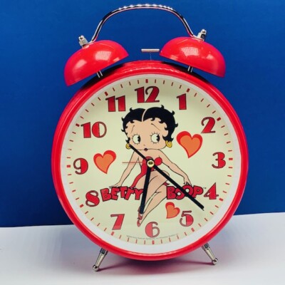 Betty Boop alarm table clock red king feature vtg Working 11