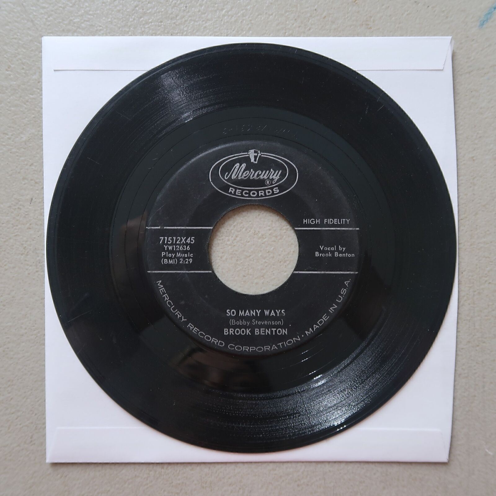 BROOK BENTON I WANT YOU FOREVER/SO MANY WAYS MERCURY VINYL 45 SINGLE VG 17-128