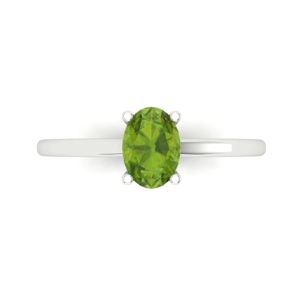 1 ct Oval Designer Statement Bridal Natural Peridot Ring Real 14k