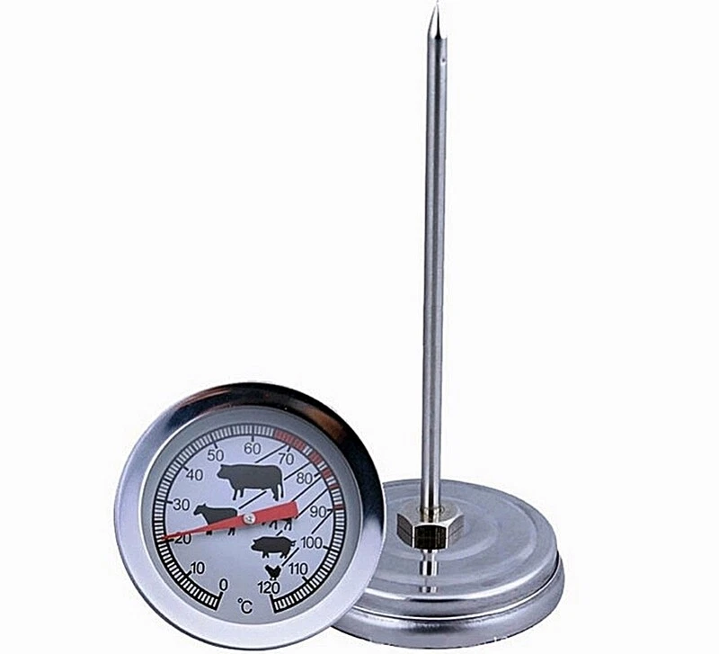 2 Fleisch Grill Thermometer Steak Braten Backofen Koch Edelstahl Analog - Bild 2 von 4