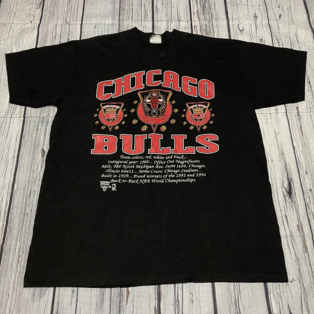 Vintage 90's Chicago Bulls Back To Back Size XXL Blk T-Shirt