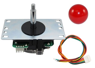 Sanwa JLX2-TP-8YT Arcade Joystick w/Harness & Red Ball Top for Ms Pac-Man & More