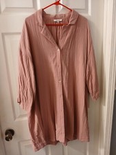 Madewell Long Tunic Or Short Button Shift XL Dress Rosy Pink Crinkle