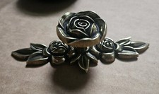4 Single Hole Drawer Cabinet Knob Rose Flower Door Pull Handle 2 Piece