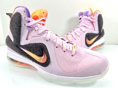NIKE LEBRON IX 9 REGAL PINK MULTI-COLOR VELVET BROWN KING OF LA