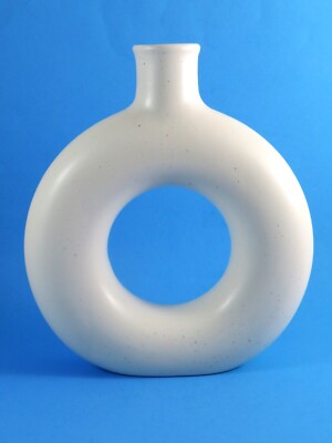 Dwell Studio Modern Stoneware Vase Donut Shape Cream Color 9.875 In High New