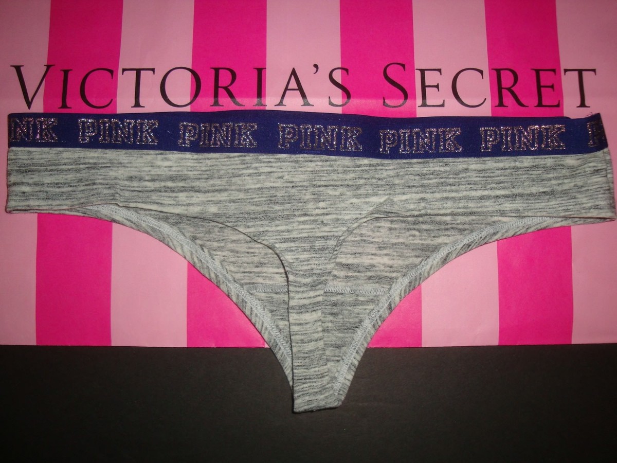 NEW VICTORIA'S SECRET PINK LUREX LOGO THONG PANTY BLURRED