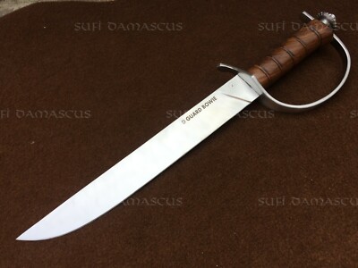 SUFI's Custom Handmade Carbon Steel D Guard Bowie, Cobra Bowie, Large