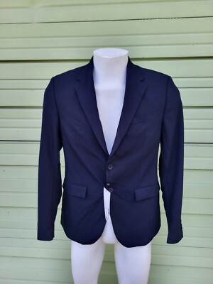 NEW ZARA MAN NAVY BLUE SLIM SUIT JACKET BLAZER LONG SLEEVE SIZE