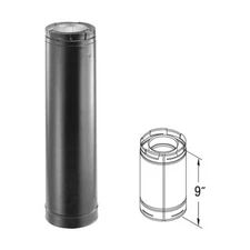 4" x 6 5/8" DirectVent Pro 9" Black Chimney Pipe - 46DVA-09B