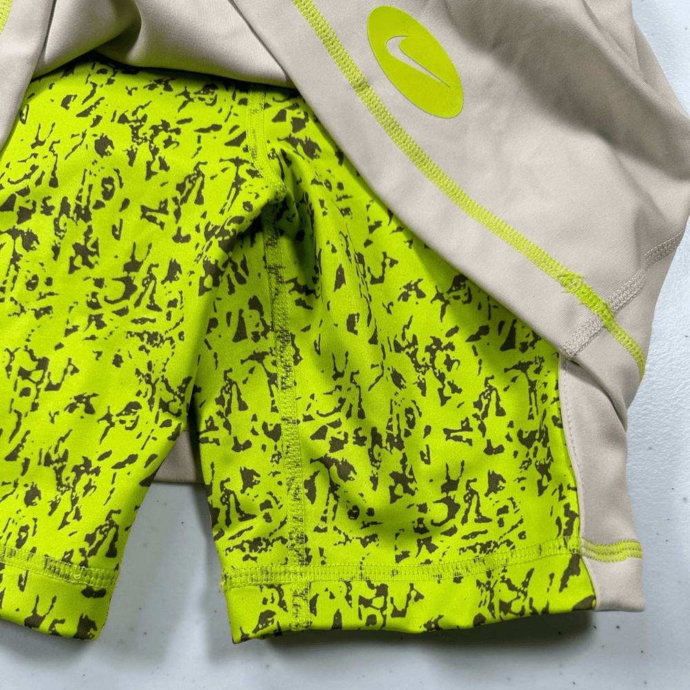 NWT NIKE Girls Kids Tan Athletic Skort Green/Black Bike Shorts - Size Small image 6