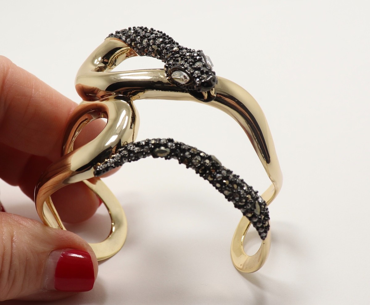 alexis bittar スネイク珊瑚ブレスレット ALEXIS BITTAR GOLD PLATED COILED CRYSTAL CUFF SNAKE BRACELET
