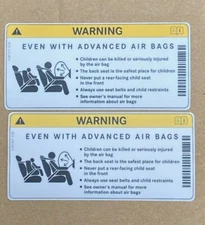 2 x Mercedes-Benz Genuine Sun Visor Air Bag Warning Sticker Label Decal NEW