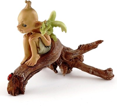 Top Collection Miniature Garden Pixie with Baby Dragon on Branch 