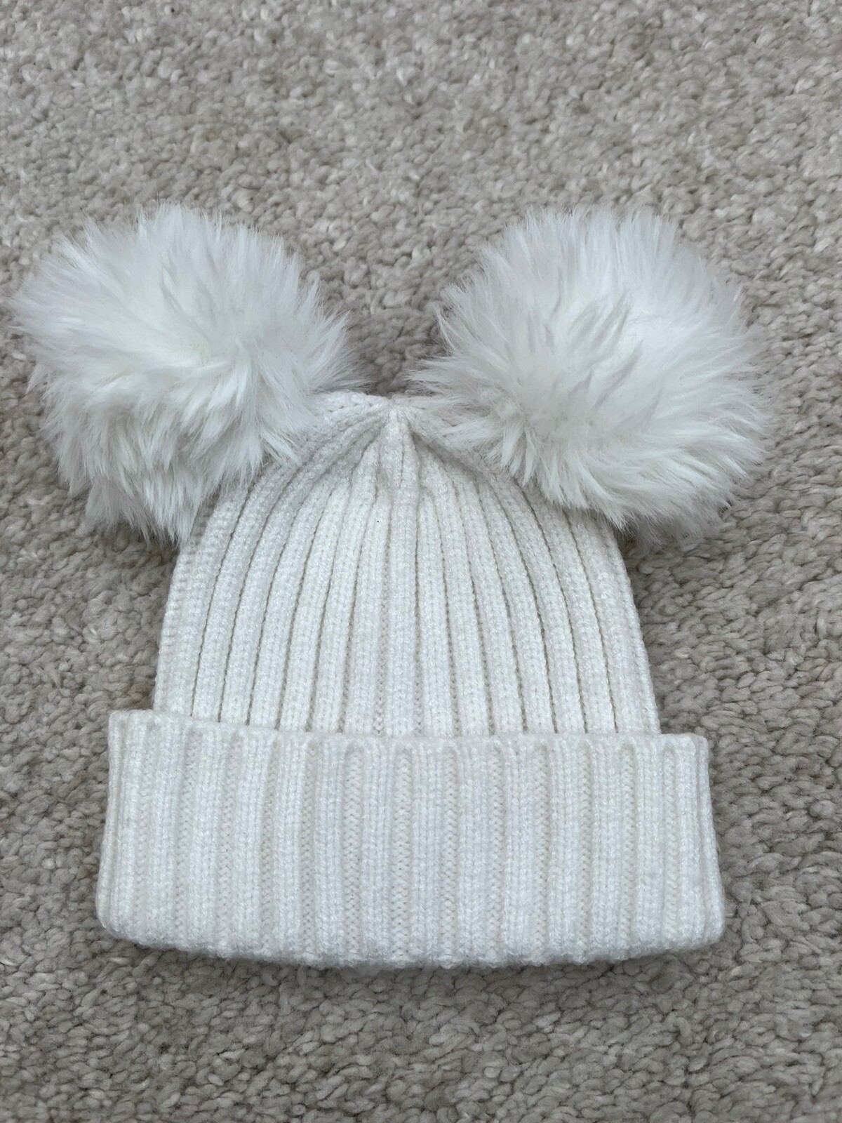 Matalan Baby Girls 2 x Hats pom pom Beanie Size 03 Months Pink & White