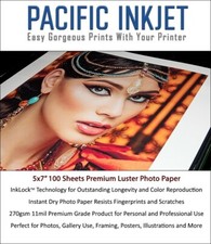 Pacific Inkjet 5x7 Luster Inkjet Photo Paper 100-sheets for Epson/HP/Canon 11mil