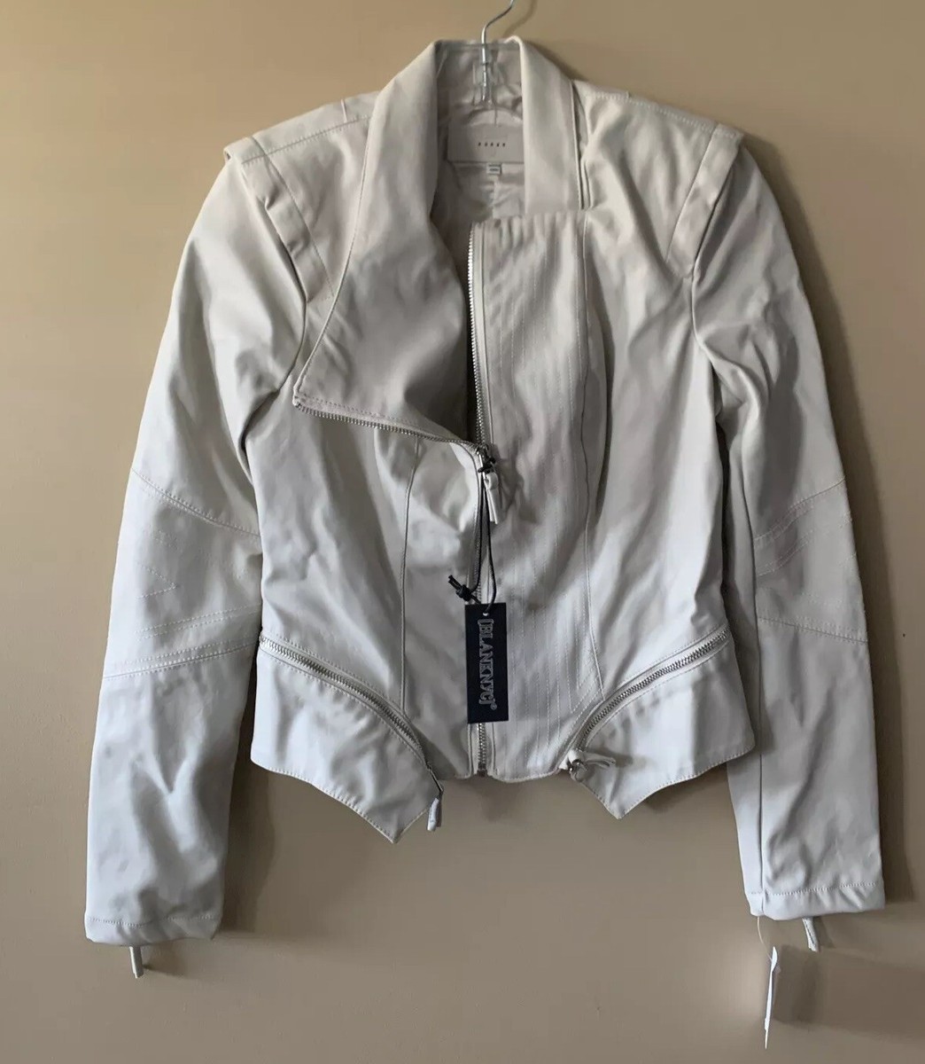 Blank NYC Jacket Coat Vanilla Latte Moto Size XS Zippers Biker Vegan  Leather NEW