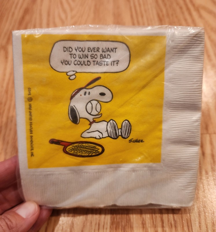 VTG Peanuts Snoopy Beverage Napkins Tennis 10”x10” Hallmark 15 Pack NEW