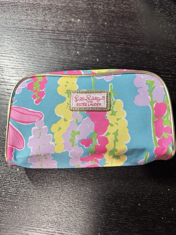 Lilly Pulitzer Estée Lauder Limited Edition Floral Gold Trim Makeup Bag 5x8
