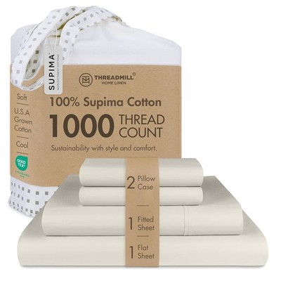 Threadmill Supima Cotton Queen Sheet Set 1000 Thread Count 4 Piece