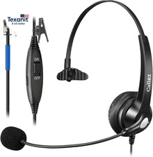 RJ9 Phone Headset with Noise Cancelling Mic Mute Switch, Corded Telephone Head