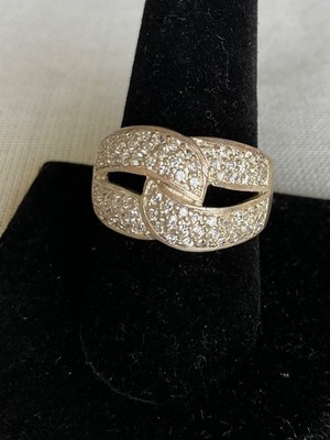 SETA 925 Sterling Silver ring size clear stones Vintage Estate