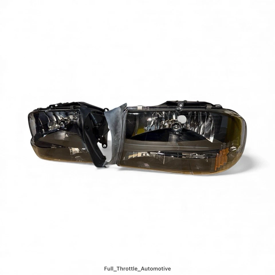 97-04 Dodge Dakota 98-03 Durango Black 1-Piece Headlights L&R NEW USA Seller - Image 4 of 4