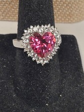 Pink Topaz Rhodium Over Sterling Silver Ring 4.09ctw