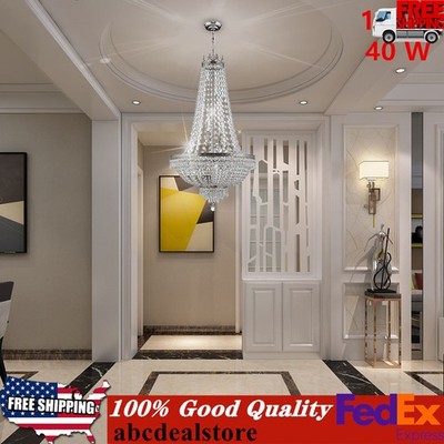 French Empire Crystal Chandelier Large Foyer Ceiling Lighting LED Lamp 9 Light