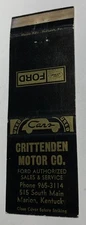 Matchbook Cover Crittenden Motor Ford Auto Sales Service Marion, Kentucky