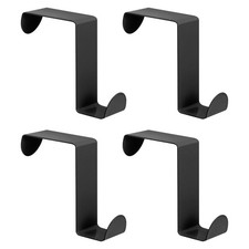 4pcs Over the Door Hooks Stainless Steel S-Shaped Double Hooks Black