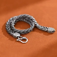 Solid 925 Sterling Silver 6MM Rope Chain Braided Twist Bracelet for Men & Women