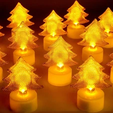 6PCS Christmas Tree Tea Lights Candles(Ironwork), LED Flameless Candles Battery