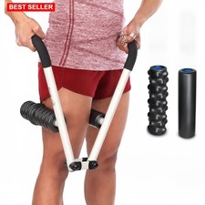 Massage Roller Handheld 4 Rollers Metal Frame Effortless Muscle Relief Therap...