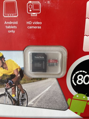SANDISK ULTRA PLUS MICROSDXC UHS-I CARD W/ADAPTER 64GB NEW SEALED - Picture 2 of 3