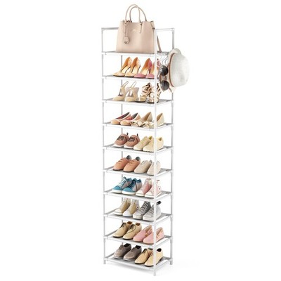 10 Tiers Tall Shoe Rack 20-25 Pairs Boots Organizer Storage Narrow White
