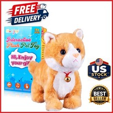8-Inch Interactive Plush Robot Cat Toy for Kids with Sounds and Movements