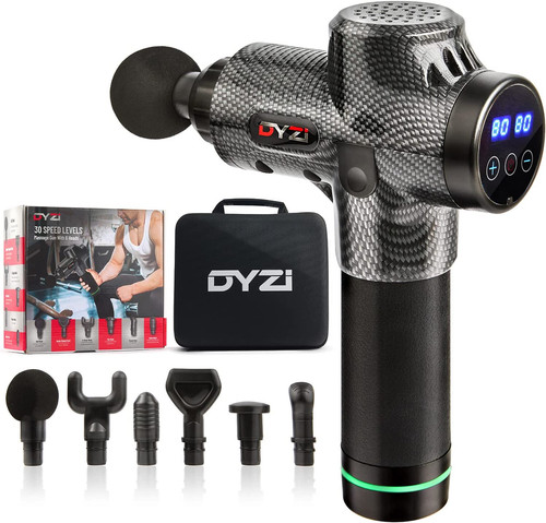 DYZI Handheld Massage Gun, Percussion Deep Tissue Muscle Massager w/ 6 Heads