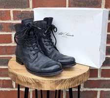 All Saints Mens Leather Cropped Military Boots UK9 EU43 US10 Black Boot Shoe Zip